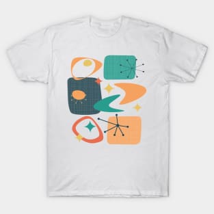 Atomic Age Mid Century 15 in Teal, Orange and Yellow T-Shirt